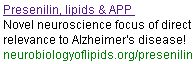 Find the link between presenilins, lipids, amyloid beta protein and APP